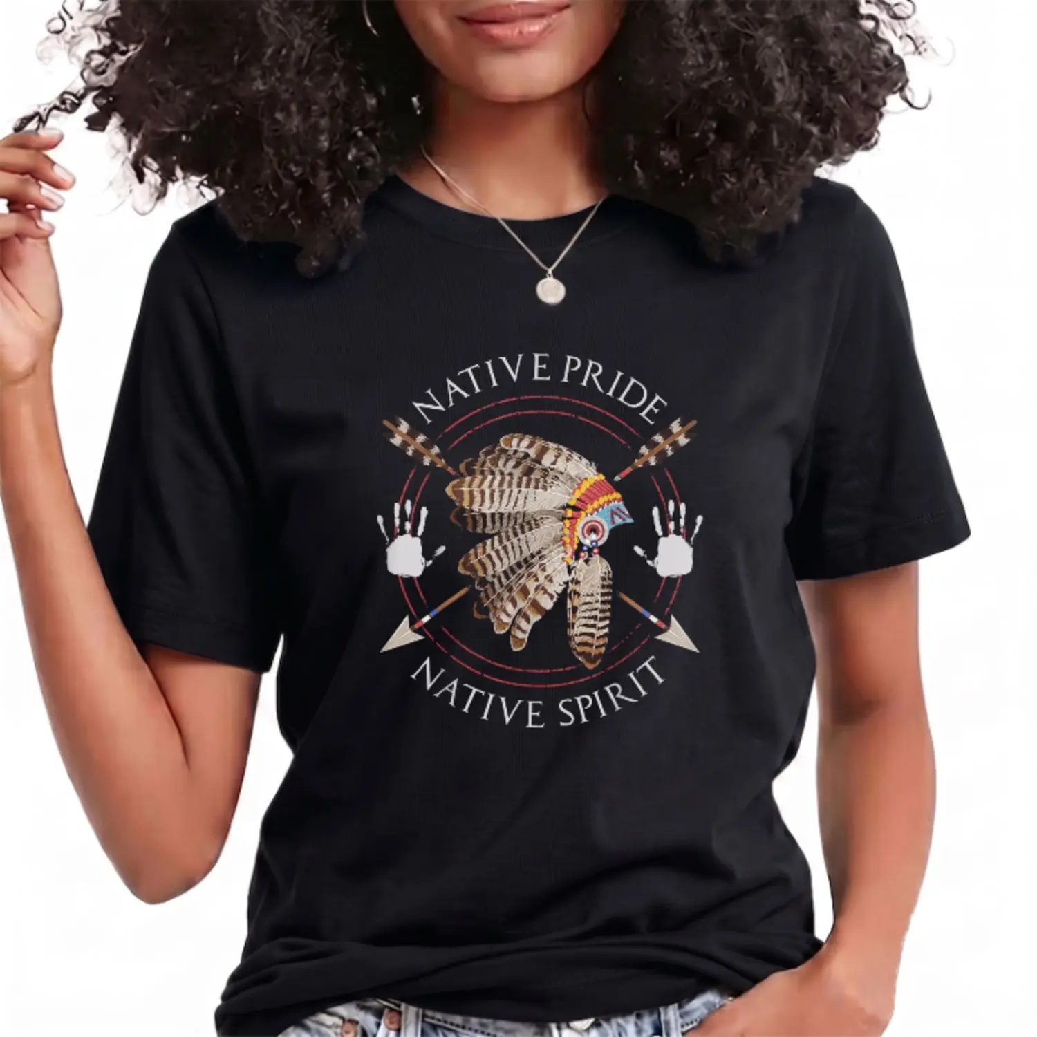 100% Cotton Top Native Pride Native Spirit Cherokee American Indian T-Shirt