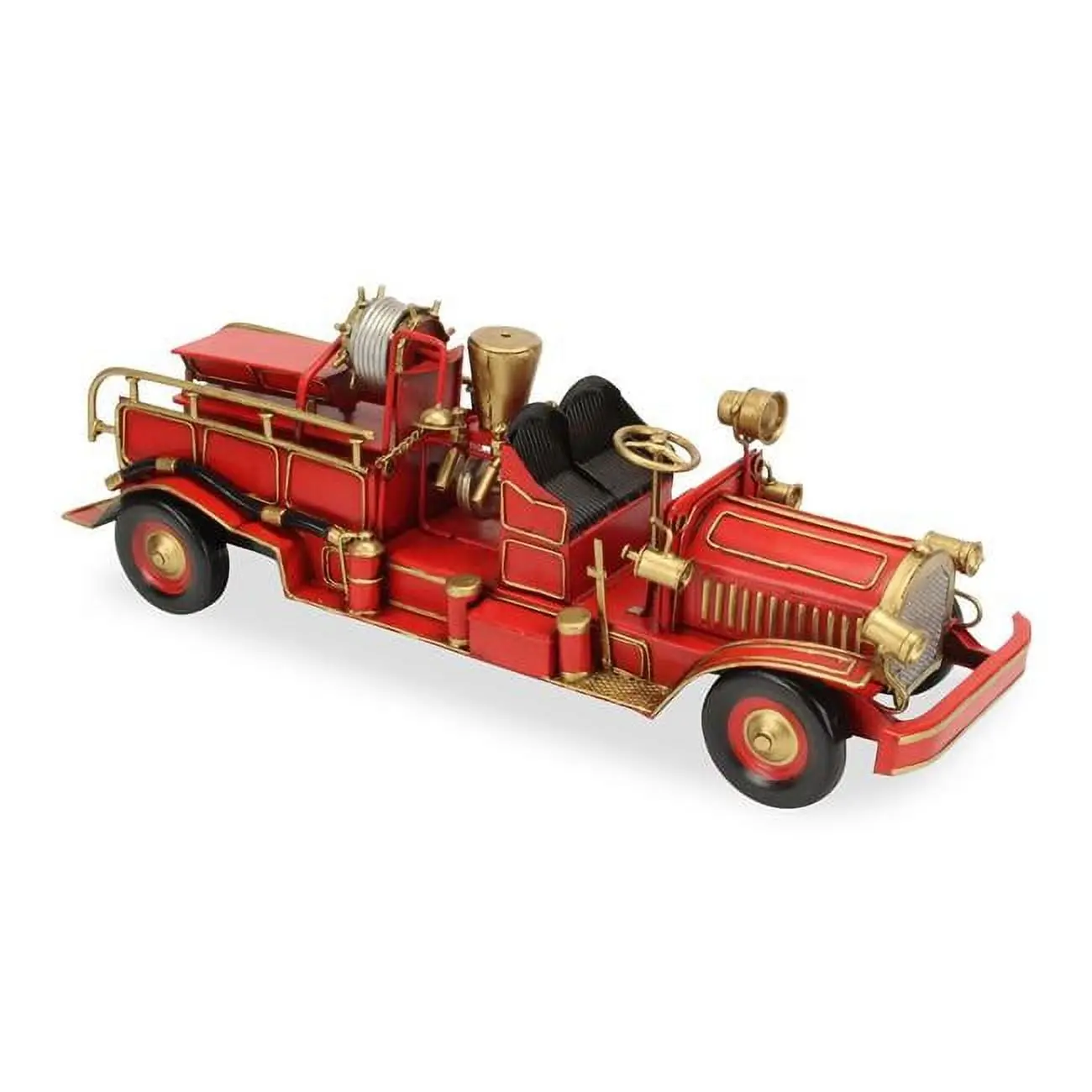Early 20th Century Decorative Handcrafted Detailed Fire Truck Model, Home Decor Statue for Collectors, 1920'S Inspired Design, Antique