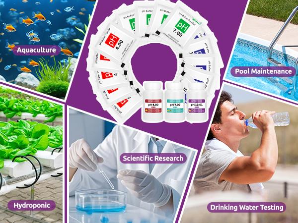 15 Pack pH Calibration Buffer Powder Calibration Solution for Precise Meter Calibration, 4.00pH/7.00pH/10.01pH with Three 250ml Bottles - Professional pH Tester Calibration Kit 15 Pack pH Calibration Buffer Powder Calibration Solution for Precise Meter Calibration, 4.00pH/7.00pH/10.01pH with Three 250ml Bottles - Professional pH Tester Calibration Kit