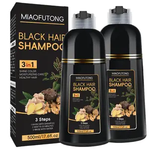 3-in-1 Black Hair Dye Shampoo, 1/2 Boxes of Hair Dye Shampoo with Natural Extracts, Moisturizing, Professional Hair Care & Styling Product for Men & Women