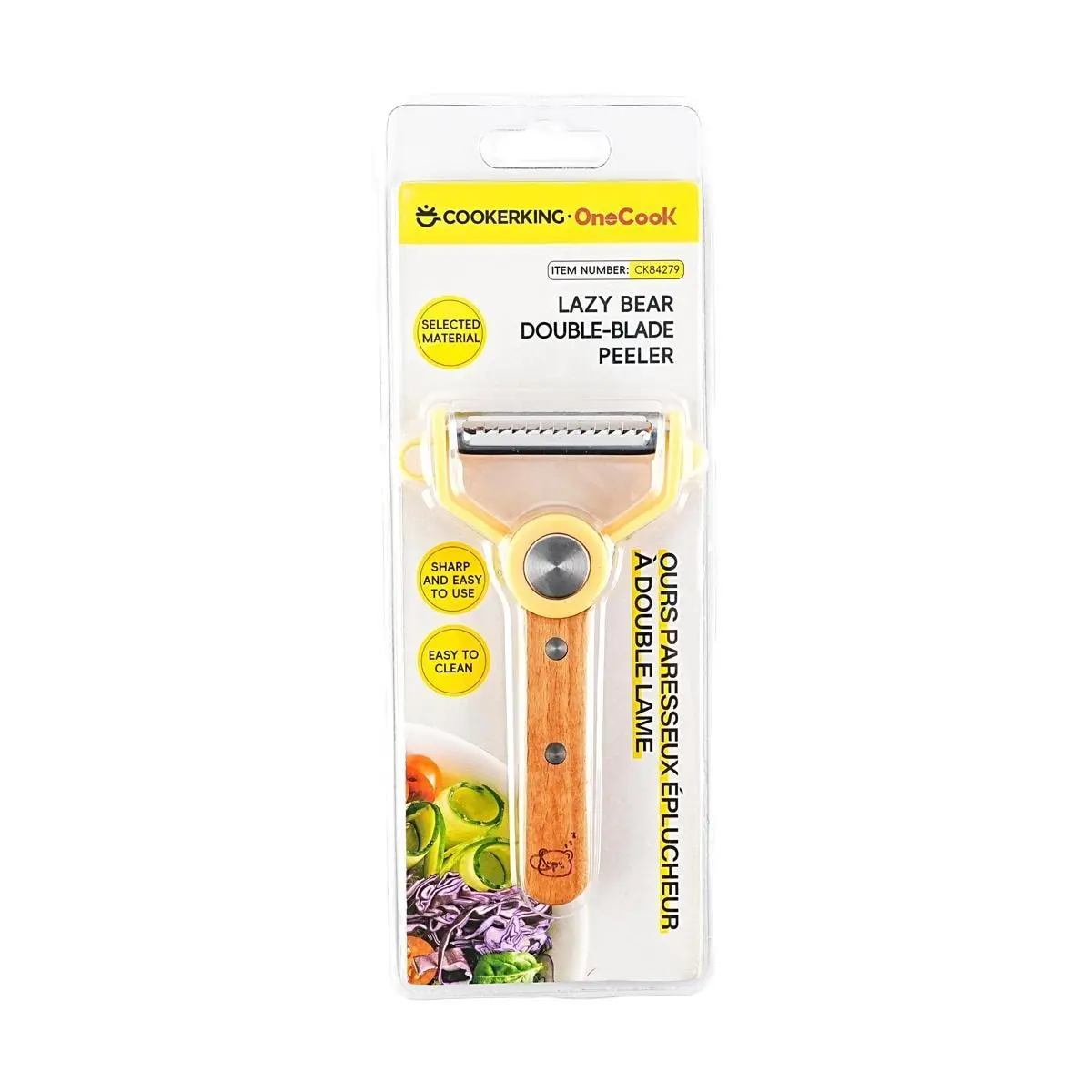 COOKER KING Double Blade Peeler for Fruits & Vegetables - Lazy Bear Design, Stainless Steel, Ergonomic Handle