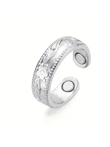 Hot Selling Luxurious Fashion Copper Plum Blossom Four Magnet Magnetic Therapy Ring, Couple Finger Ring, in Stock