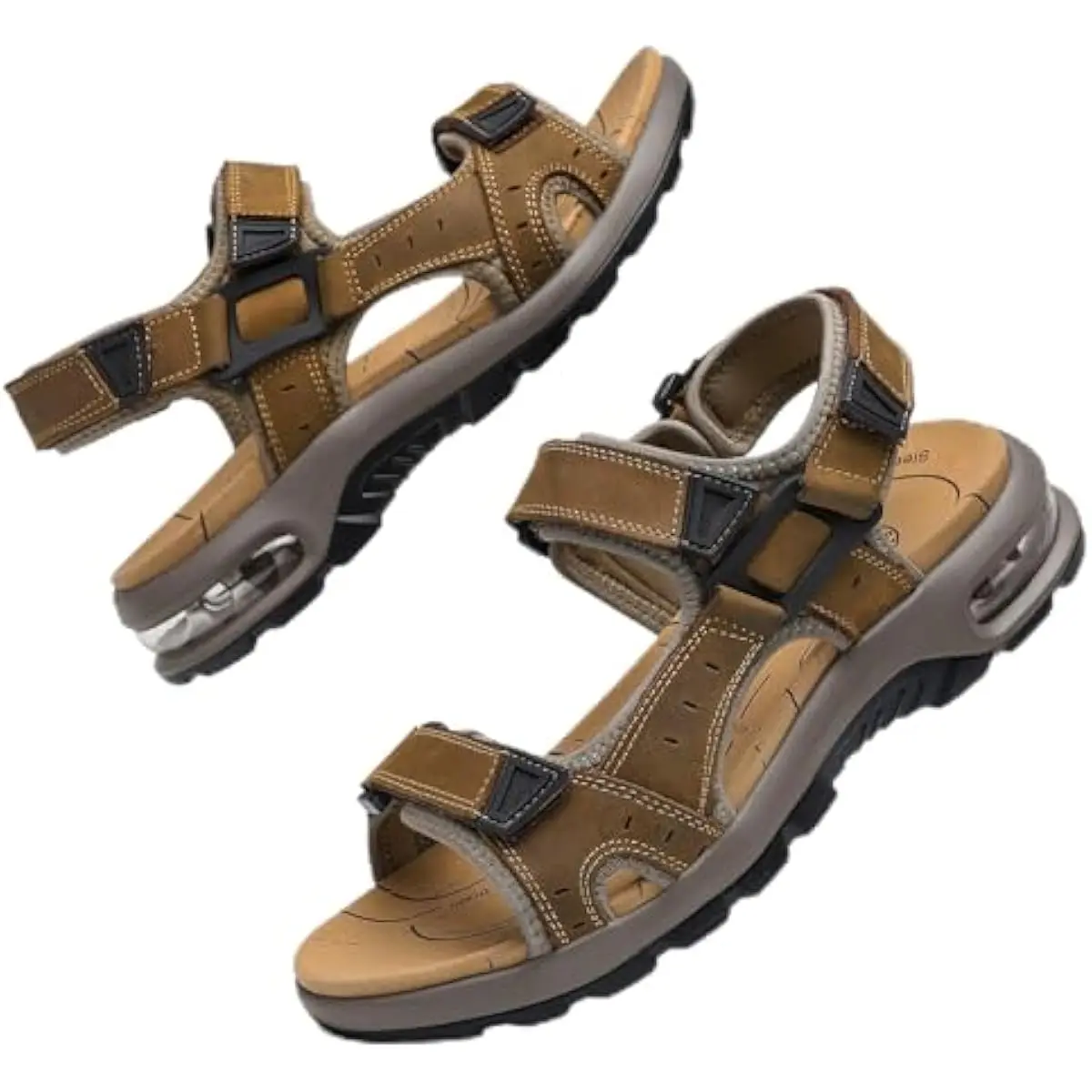 Men's Beach Sndls Leather Open Toe Water Shoes Outdoor Sport Hiking with Adjustable Strap Air Cushion for Summer lifestyle easy wear versatile Snkrs practical athletic footwear responsive trail support durable