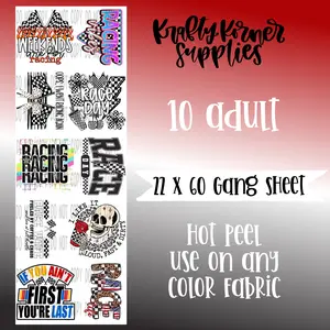 Racing DTF Transfer Gang Sheet, 22 x 60