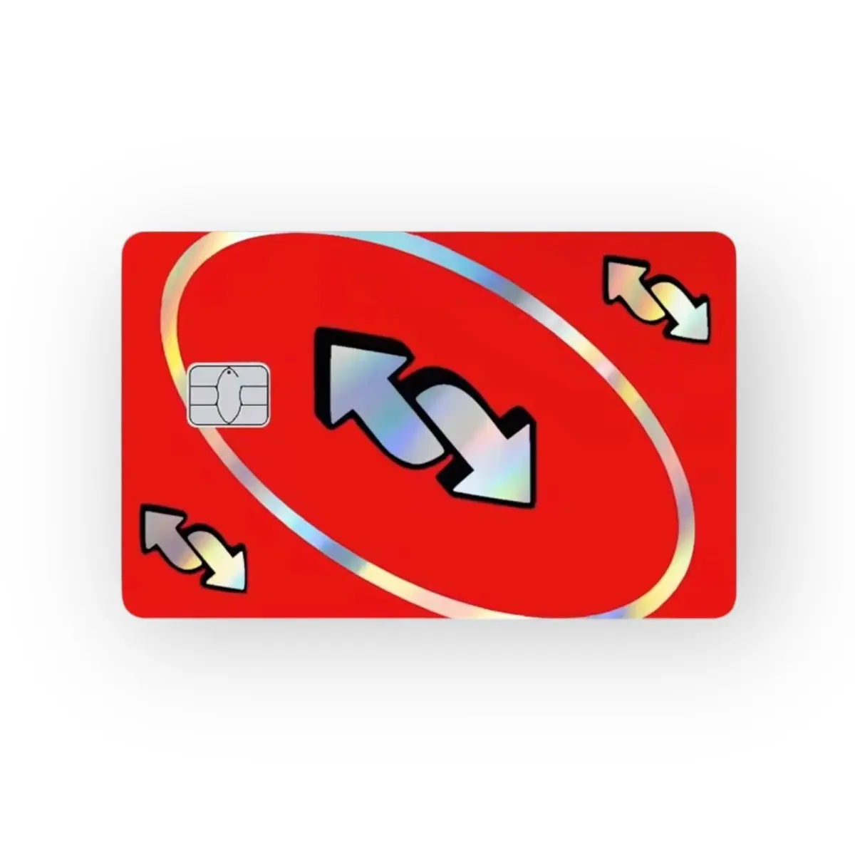 Red Uno Reverse Sticker Uno Reverse Funny Card Small Chip Holographic Credit Card Decal Sticker ...