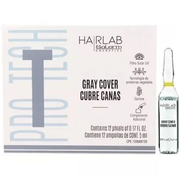 SALERM Gray Cover Ampoules, Hair Dye Additive with Aqua Base, Deodorizing Pleasant Scent, Max Coverage for Stubborn Grays, Penetration Boost & Liquid Color Protection, Haircare Product, Aqua (Water/Eau), 17 Fl Oz