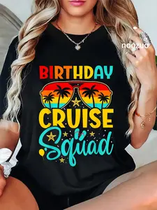 100% Cotton Birthday Cruise Squad Cruising Vacation Funny Crew T-Shirt