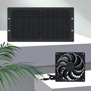 6W Flexible Solar Panel Portable with Mini Fan Charger Monocrystalline solar panel for ventilation, RV, outdoor, camping, small chicken coops, greenhouses, sheds, kennels, pet houses, window venting