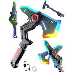 Transformable Toy Sword Axe, Cool Electric Glowing Weapon with Sound Light Spray, Rechargeable Kids Interactive Battle Toy Gift