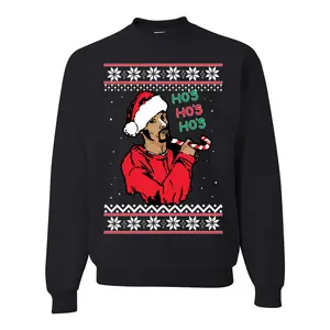 Funny Snoop Hos Hos Hos Christmas  Ugly Christmas Sweater Unisex Crewneck Graphic Sweatshirt