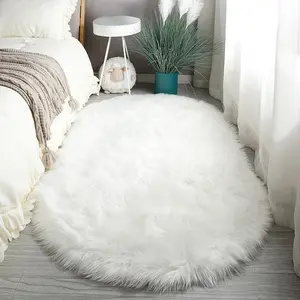 1 Piece Nordic Ins-Style Long-Pile Faux Wool Rug, Fluffy Bedroom Rug, Fluffy Bedside Rug, Shaggy Area Rug, Soft & Comfortable, Suitable for Bedroom, Living Room & More, Can Be Used as Seat Cushion or Pet Pad, Multiple Sizes Available