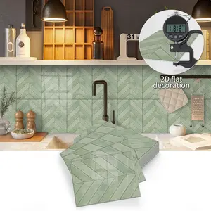 Herringbone Splash Proof Wall Tiles, 12/24pcs Detachable Self-Adhesive Stickers, Upgrade Strong Adhesion, Ideal for Kitchen & Bathroom Decor, Peel Stick Wallpaper