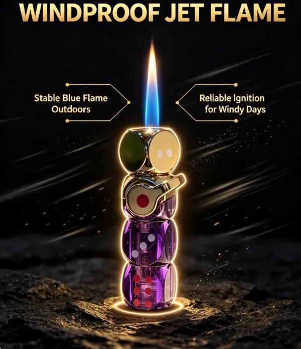 Decompression lighter, lighter with rotating cap and light-up function, creative candle lighter - Mother's Day special edition.