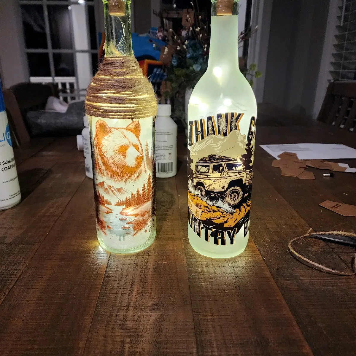 wine lighted bottle