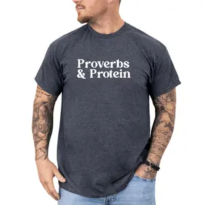 MAPTEES Proverbs & Protein Graphic Tee, Workout T-shirt For Men, Fitness Shirt, Motivational Christian Men Tee, Gym Men Clothing
