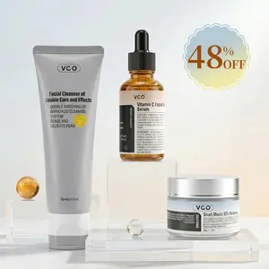 VGO-Vitamin C Serum, Moisturizer, and Facial Cleanser Set Cleansing Moisturizing Suitable for sensitive skin-A