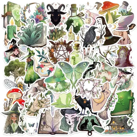 Witchcraft Series Sticker, Decals Sticker, 50pcs/set Waterproof Self Adhesive Decor Paper for Gift Greeting Card Water Bottle Laptop Phone, Ornaments