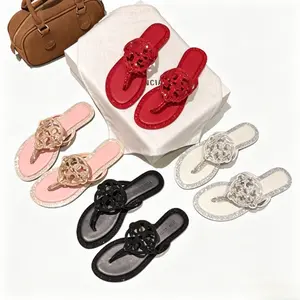2026 New Arrivals Womens Rhinestone Flip Flops - Solid Color Flat Sandals Non-Slip Comfortable for Girls Summer Beach Home Outdoor
