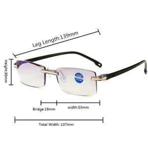 Men Rimless Reading Glasses Classic Anti Blue Light Magnification Eyeglasses Vintage Presbyopia Eyewear Diopter +1.0 to +4.0