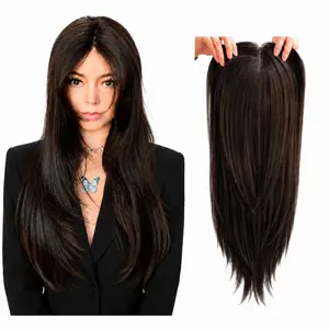 Full Coverage Hand Tied Hair Topper Cap-Free Wig No Glue or Wig Cap Needed Natural Hairline Blends Seamlessly with Your Hair Instant Volume&Length No Excess Lace, No Glue, No Hassle More Coverage Than a Topper, Easier Than a Wig | Instant Hair Enhancer