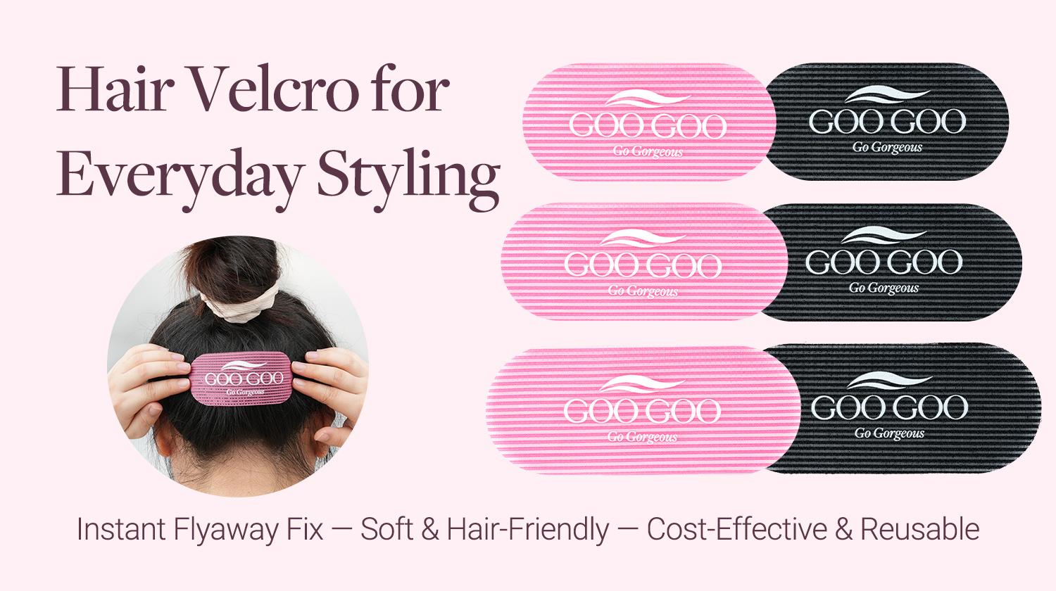 GOO GOO Hair Velcro Grippers 6PCS – Hair Extensions, Non-Slip Hair Holders for Sectioning & Styling, Flyaway Control, Soft & Reusable for Fine, Thick and Curly Hair, Men and Women, Salon and DIY