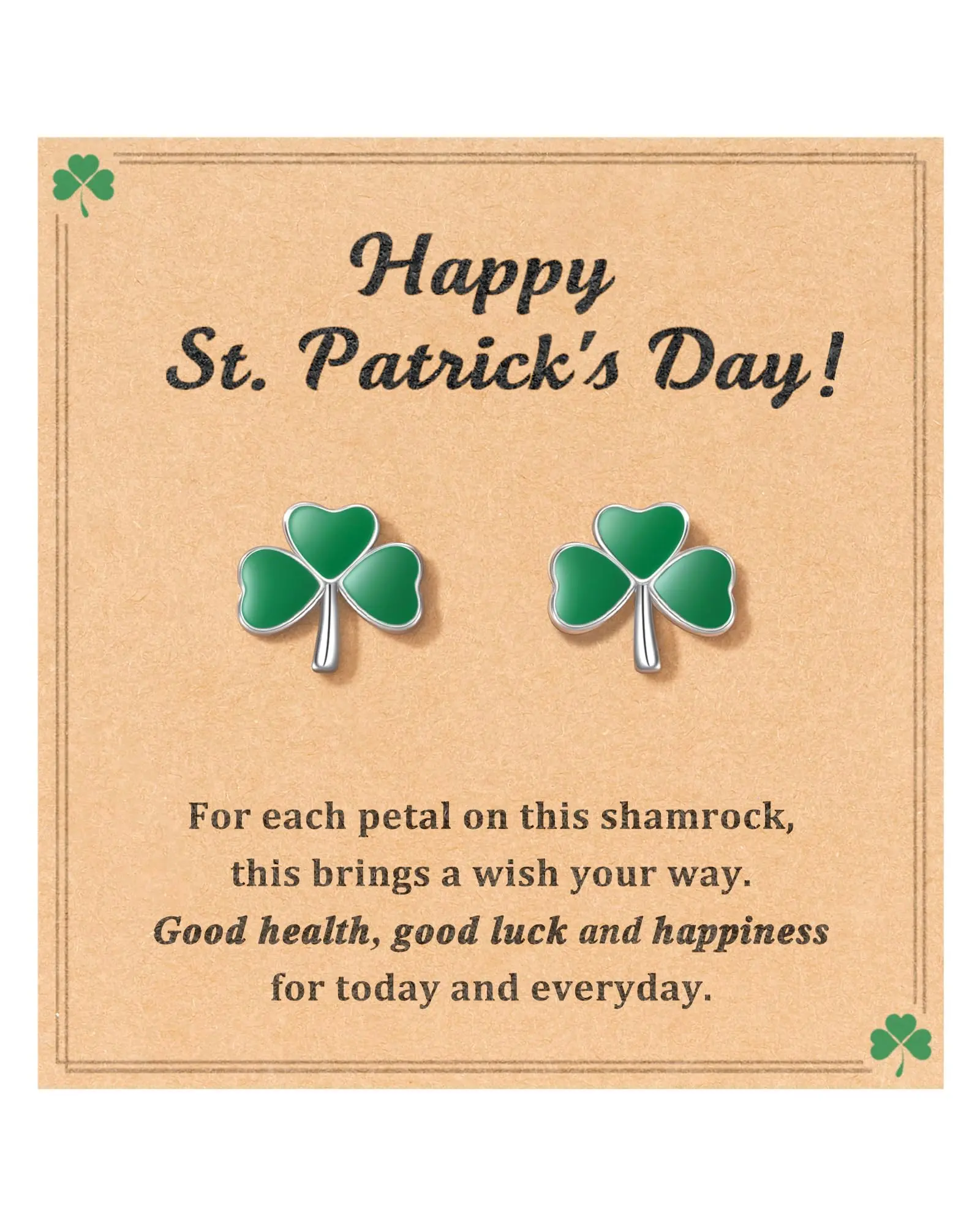 Women's Hypoallergenic Earrings Set - Lightweight, Elegant St. Patrick's Day Shamrock Charm Earrings, Festive Gift with Meaning for Teens, Irish Good Luck Jewelry with Message Cards