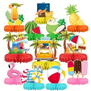 Beach Party Decorations Kit – Beach Theme Honeycomb Centerpieces & Table Decor for Summer Pool Parties, Hawaiian Luau & Birthday Decorations