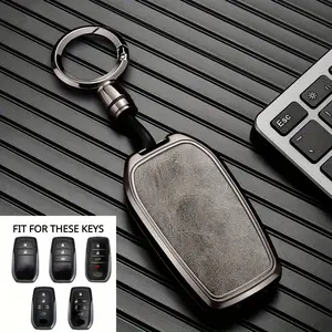 [Toyota Car Key Cover] Durable Zinc Alloy Car Key Cover for Toyota Models - Fits Runner, Land Cruiser, Camry, RAV4, Prado, Highlander, Corolla, Crown, Levin - Protective Case with Metallic Accents and -Like Texture, Toyotas Car Accessories