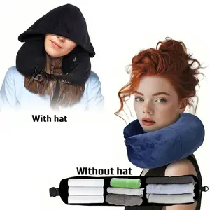 Travel Pillow Case, Filled Clothing, Portable, Light Blocking Dual Direction Hat, Long Flight Neck Pillow, Ultra Lightweight, Multi-Functional Detachable