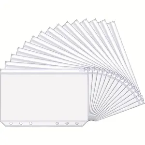 15 A6 6-ring binder budget cash envelopes transparent zipper file folders refillable pockets waterproof PVC document bags file pouches Office Accessories refillable pockets Cash Storage Binder suitable for 6-ring binders