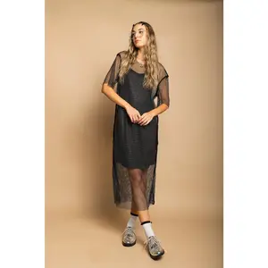 Midnight Spark Mesh Dress - Black