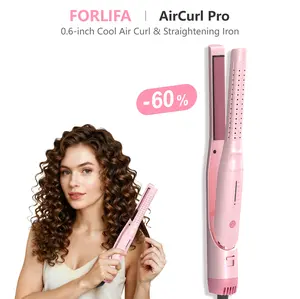 FORLIFA-AirCurl Pro: 0.6-inch Cool Air Curl & Straightening Iron, 5 Temperature Settings & 30-Minute Auto Shut-Off Adjustable Curling Wand, Curler