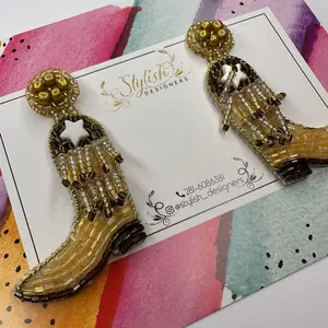 Boots beaded threaded earrings