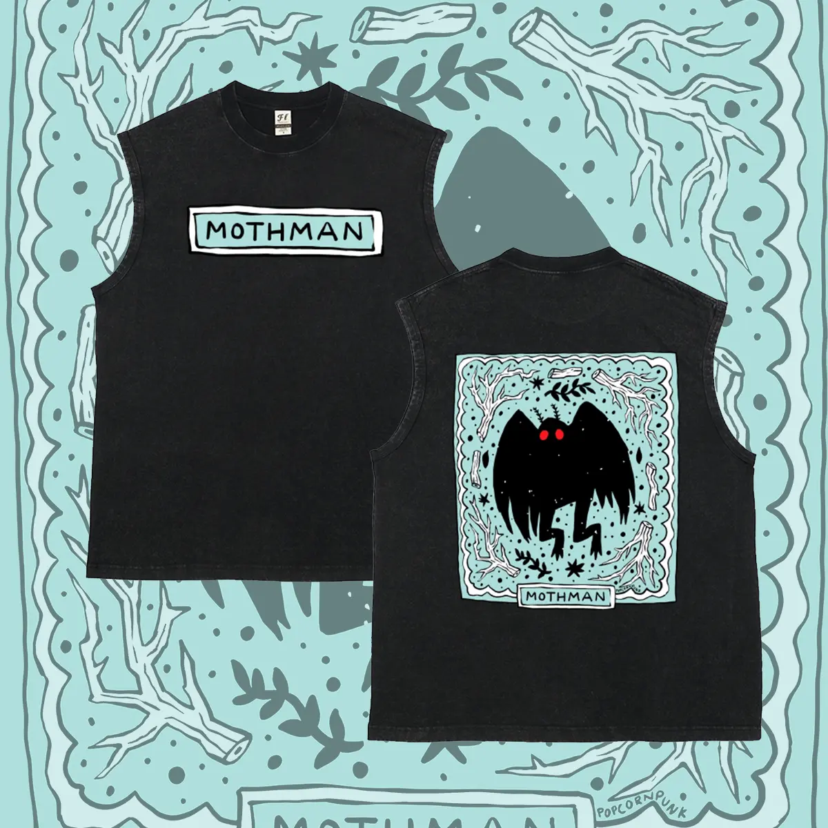 MOTHMAN Black silhouette Mysterious Creature Mystery Unisex Plus Size Summer Graphic Tees Personalized Pattern Y2k Clothing Round Neck Short-Sleeved Washed Vests,Women's Clothing 100% Cotton, Menswear, Top, Vintage Style, Casual Oversized