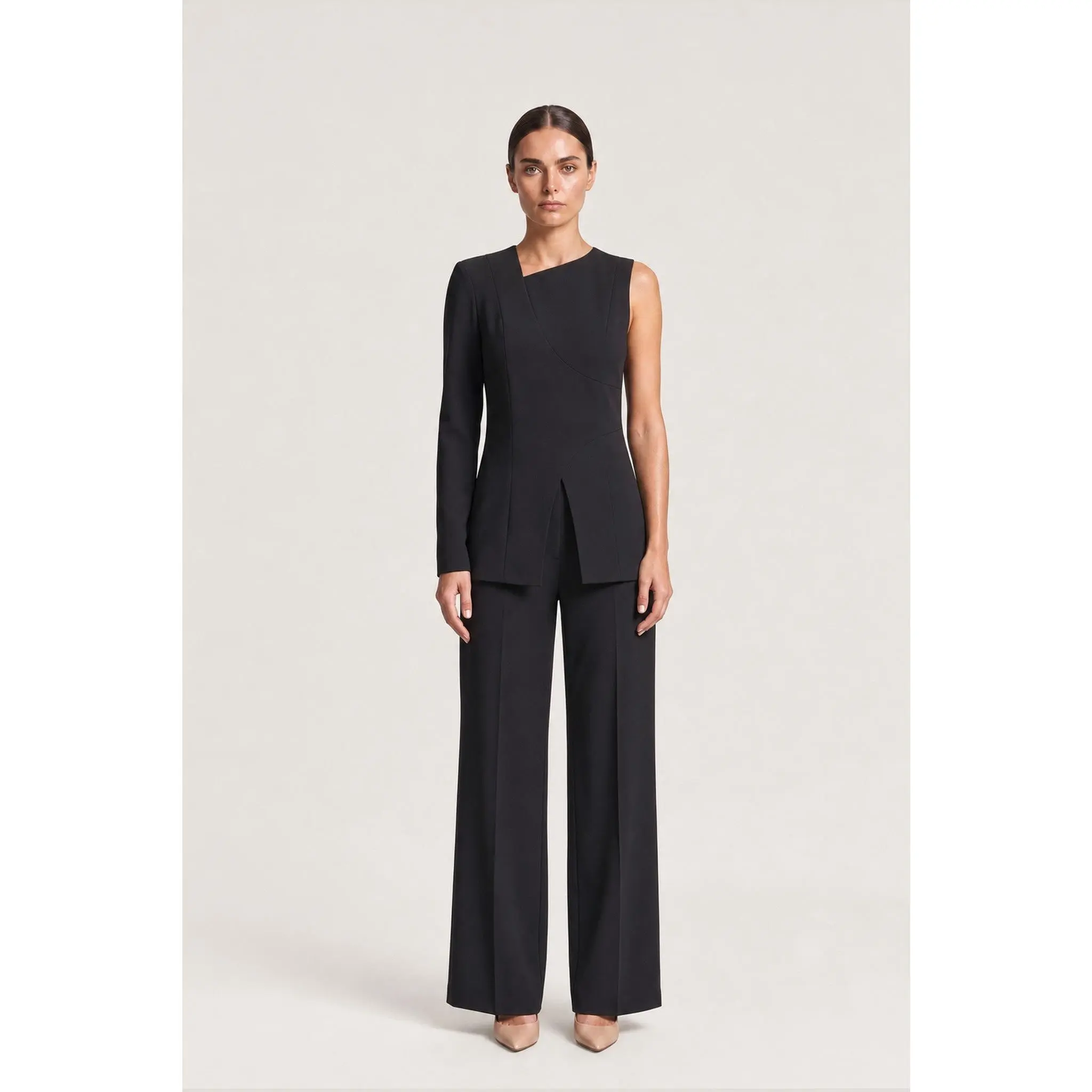 Cutout Blazer And Trouser Set In Black