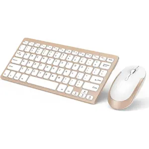L-KBB006  Compact Wireless Keyboard Mouse, 2.4GHz Ultra Thin Small Wireless Keyboard Mouse Combo for Desktop, Laptop (Gold)