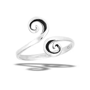 Adjustable Double Spiral Ring - Oxidized 925 Sterling Silver