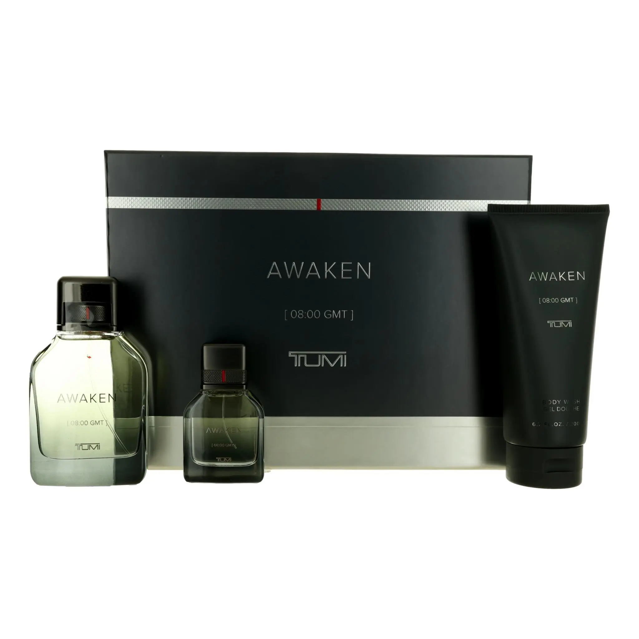 Awaken by Tumi Men's Fragrance & Body Care Grooming Kit - 3-Pc Gift Set with 3.4oz EDP Spray, 1oz EDP Spray, 6.7oz Body Wash for a Cohesive Look & Scent Experience, Daily, Long-Lasting