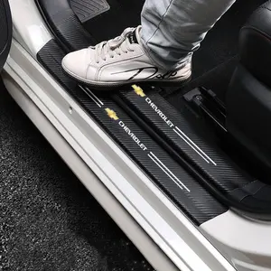 Carbon Fiber Car Door Threshold Sticker Auto Trunk Protective Strip Car Decals For Chevrolet Corvette Silverado Camaro Tahoe Equinox Suburban Cruze Malibu