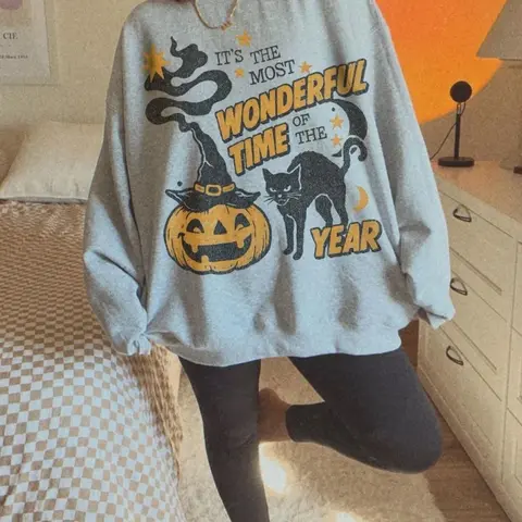 It's The Most Wonderful Time Of The Year Vintage Halloween Sweatshirt, Retro 90s Black Cat Pumpkin Graphic Tee, Most Wonderful Time of the Year Shirt, Witchy Fall Apparel, Spooky Season Gift, Cozy Autumn Top for Women & Men