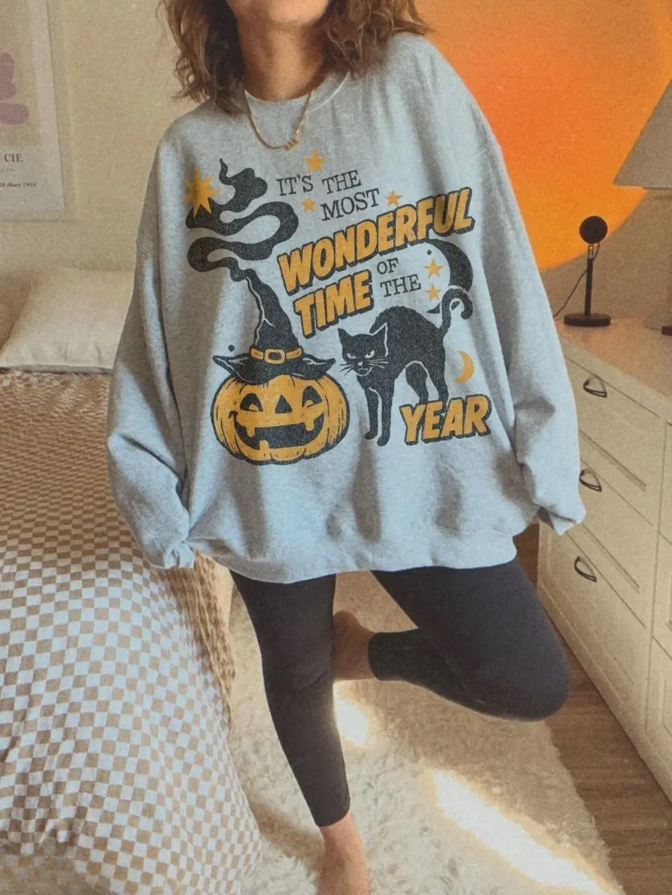 It's The Most Wonderful Time Of The Year Vintage Halloween Sweatshirt, Retro 90s Black Cat Pumpkin Graphic Tee, Most Wonderful Time of the Year Shirt, Witchy Fall Apparel, Spooky Season Gift, Cozy Autumn Top for Women & Men