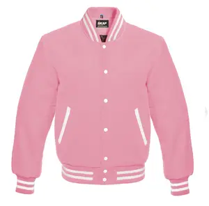 Letterman Varsity Jacket All Wool Pink Knit Menswear