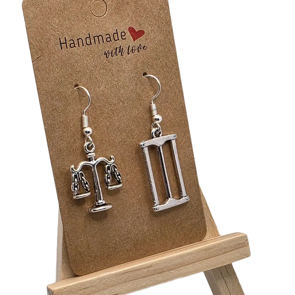 Handcrafted Law and Order Hook Earrings - Legal Symbol-Inspired Unique Design, Metal Coating Costume Jewelry