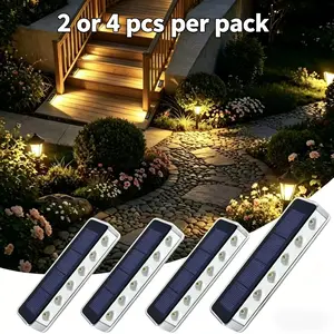 High-end Solar Outdoor Step Light, 5 years lifespan,Waterproof IP68  Auto ON OFF Solar deck Light, Solar charge 6 hours, Runtime at night for 16+ hours, Decorative Light For Outside Stair, Stair, Deck, Pathway, Solar Outdoor Lights