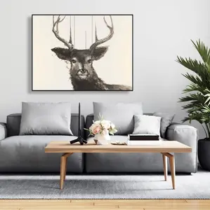 360 Stand Artistic Nature Abstract Deer Framed Wall Artwork, 36x48in Lightweight Home Decor, Ideal for Bedroom Holiday Decoration, Unique Artwork, Room Aesthetic, Home Goods Finds
