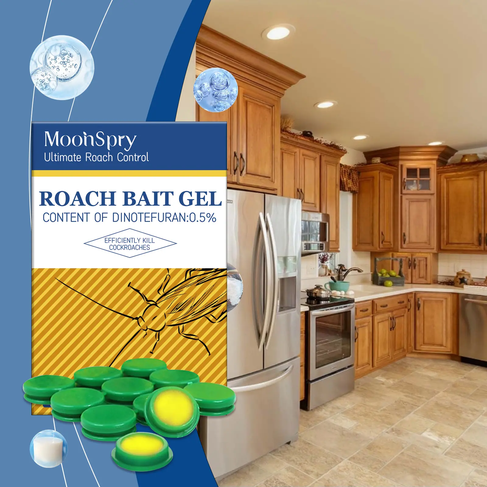 The Sniper for Roaches -insect-repellent Cockroach Paste Insecticide Trap with Bait Station Bait Gel - Indoor Kitchen Cleaning Cockroach Repellent Special Bait for Effective Roach Bait  station Pest Control Kit -Capacity: 1 Boxes 12 pcs