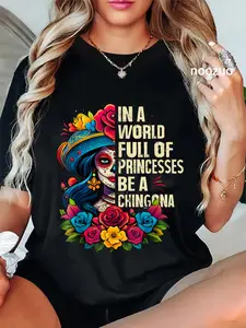 100% Cotton Unisex Princesses Women De Los Muertos La Catrina Day Of The Dead T-Shirt