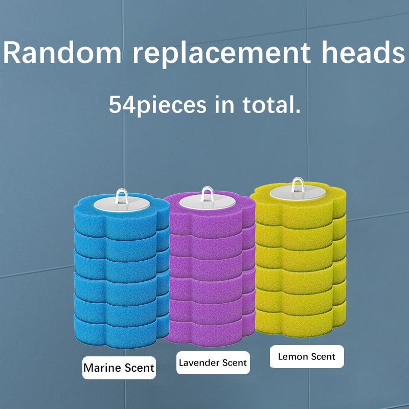 A Set of Disposable Toilet Brushes with Replacement Heads &108/54Replacement Heads and Bases Wall Mounted or Floor Mounted, Convenient for Bathroom Cleaning
