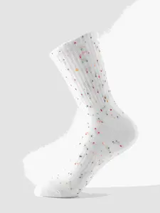3 Pairs Dot Mesh Mid-Calf Socks, Sweat Absorbing Sports Breathable Casual Socks, Starry Sand Love Couple Socks
