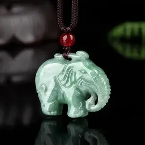 Natural Ice Jade Elephant Pendant Necklace, Unisex Jade Jewelry for Daily Wear And Gifting, Smooth Translucent Carved Elephant Design With Symbolic Peaceful Meaning And Refined Finish